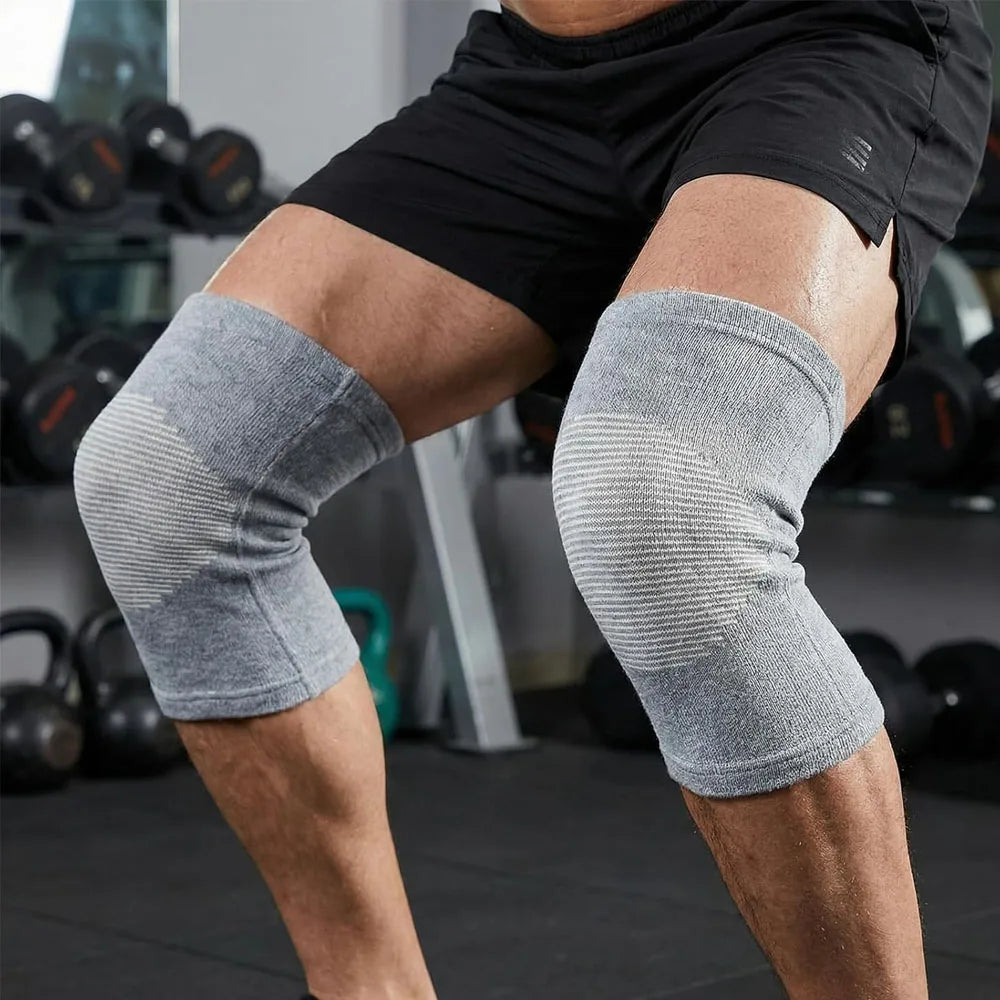2Pc Bamboo Knee Sleeve,Elastic Compression Knee Brace Breathable Knees Pads Leg Sleeves Thicken Knees Braces Relieve Pain