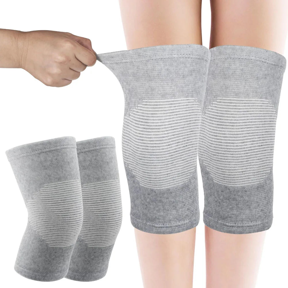 2Pc Bamboo Knee Sleeve,Elastic Compression Knee Brace Breathable Knees Pads Leg Sleeves Thicken Knees Braces Relieve Pain